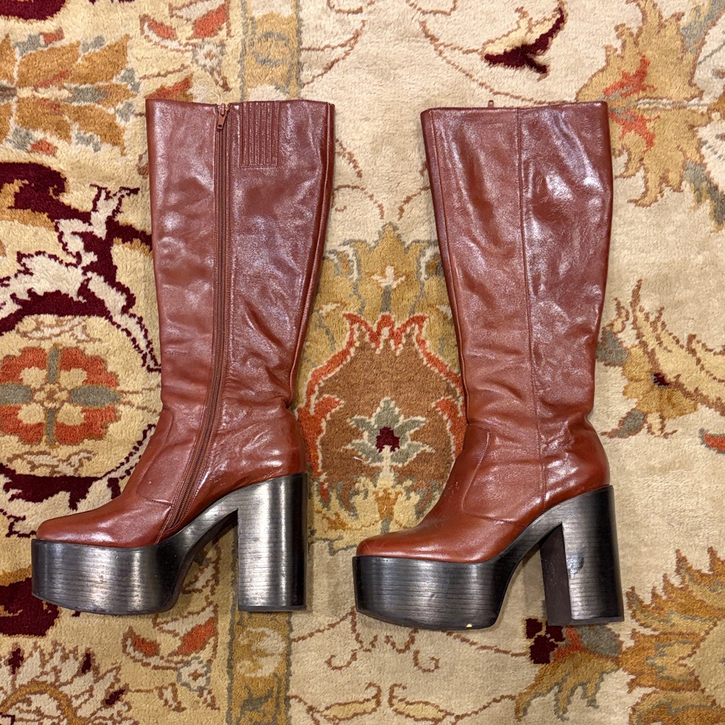Jeffery Campbell Brown Leather Platform Boots